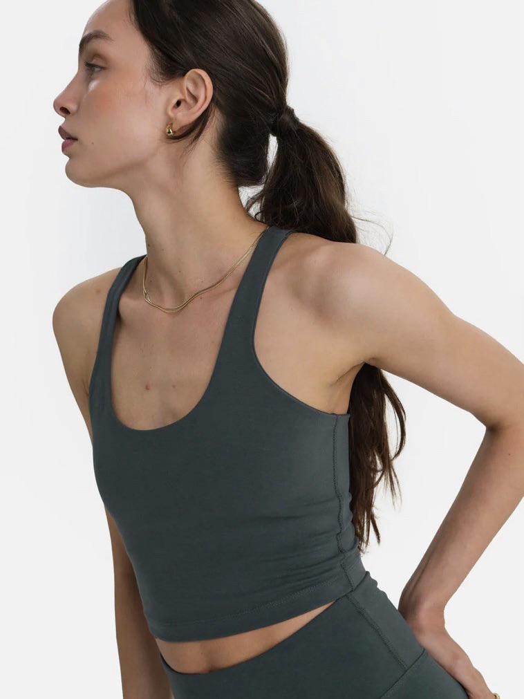 Mate The Label Organic Stretch Racer Tank In Forest S